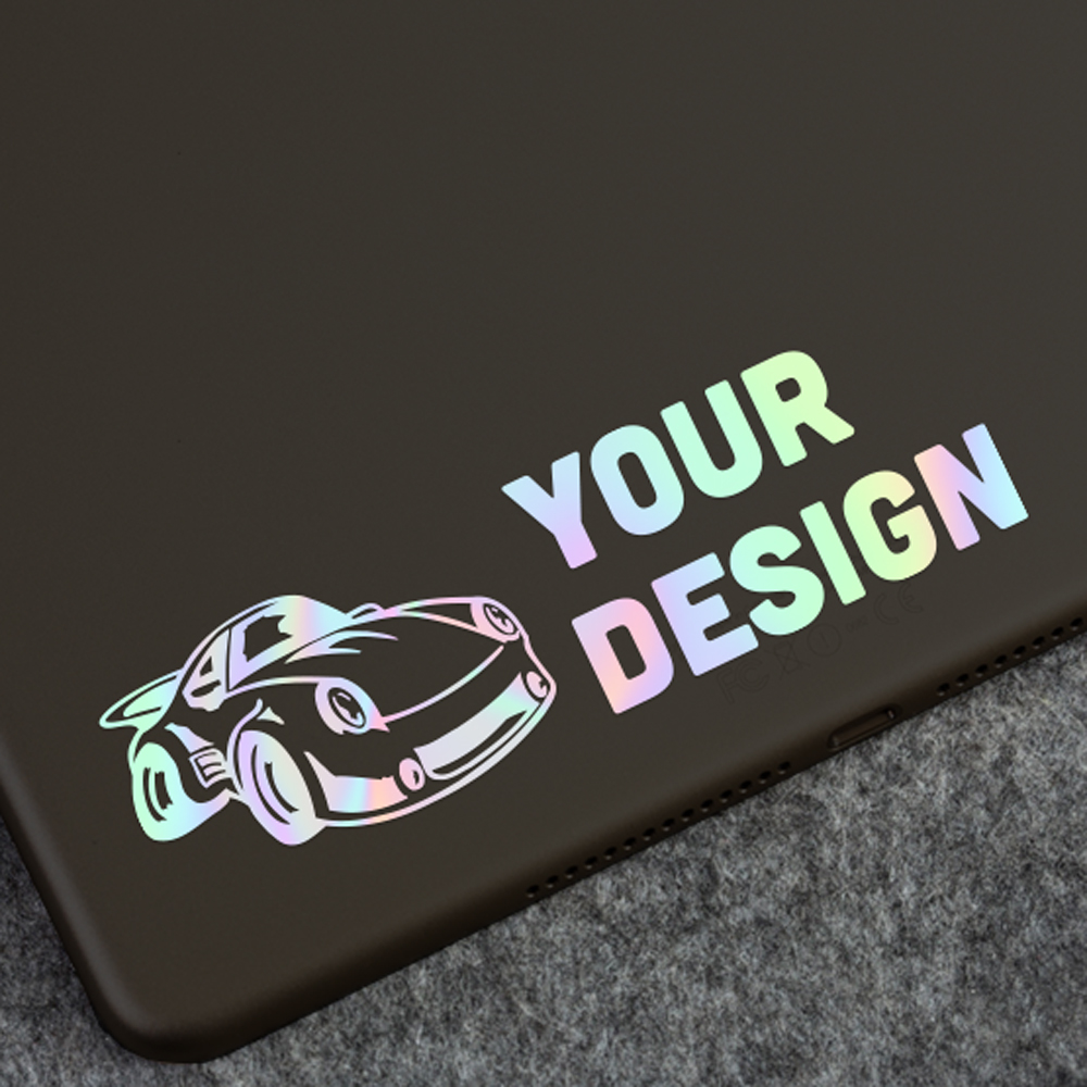 Custom Holographic Transfer Sticker on Laptop