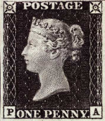 The first postage stamp.