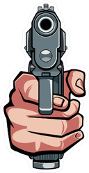 Hand Holding Gun Sticker