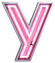 Fluorescent Pink Tubes Letter Y Sticker