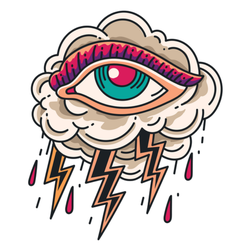 Old School Crying Eye Cloud Tattoo Sticker