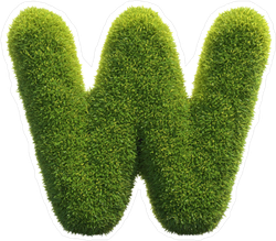 Spiky Grass Font Letter W Sticker