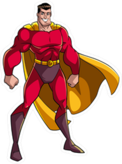 Smiling Superhero Standing Tall Sticker