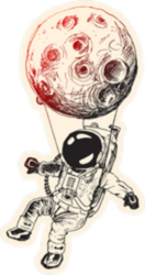 Astronaut Moon Balloon Sticker