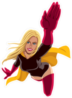 Flying Female Superhero Sticker