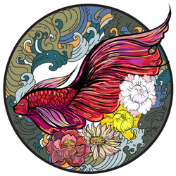 Colorful Siamese Fighting Fish Tattoo Sticker