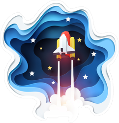 Paper Cut Space Shuttle Launching Sticker