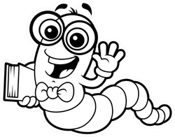 Worm With Book Line Art Sticker