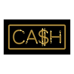 Gold Chain Cash Lettering Sticker