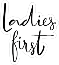 Brush Calligraphy Ladies First Sticker