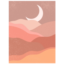 Abstract Contemporary Moon And Clouds Sticker