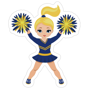 Blonde Blue and Yellow Cheerleading Sticker