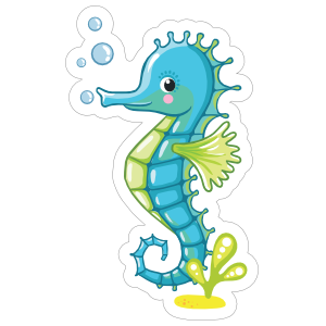 Blue Seahorse Blowing Bubbles