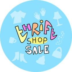 Cartoon Doodle Thrift Shop Sale Lettering Sticker