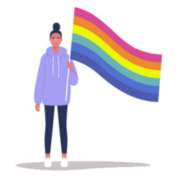 Character Holding A Rainbow Flag Pride Sticker