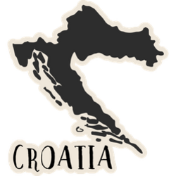 Doodle Croatia Map Lettering Sticker