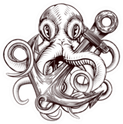 Octopus Holding A Ships Anchor Sticker