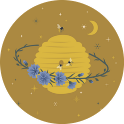 Floral Cosmic Beehive Planet Whimsical Sticker