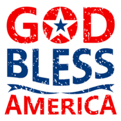 God Bless America Red & Blue Lettering Sticker
