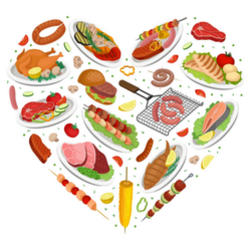 Grilled Food Heart Shaped Composition Sticker