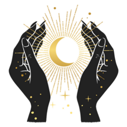 Hands Holding Crescent Moon Magic Sticker