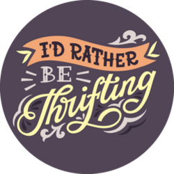 I'd Rather Be Thrifting Hand Lettering on Purple Sticker