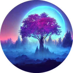 Illustration Fantasy Neon Forest And Moon Sticker