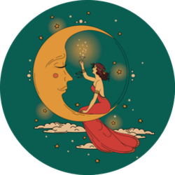 Nouveau Style Party Woman And Moon Sticker