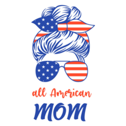 Patriotic "All American Mom" With Messy Bun Sticker