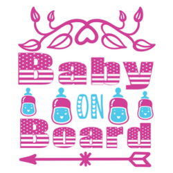 Pink Baby On Board Lettering Sticker