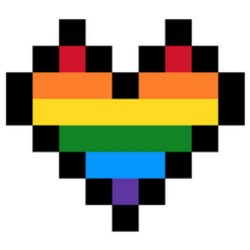 Rainbow Pride Heart Shape Pixel Art Icon Sticker