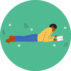 Reading In The Park Illustration Sticker