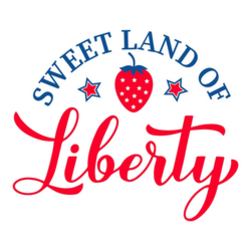 Sweet Land Of Liberty Strawberry Lettering Sticker